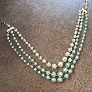 Elegant Triple-Strand Blue Faux Pearl Choker